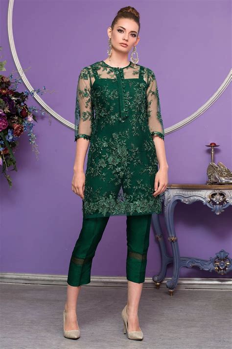 Emerald Net Dress Design Pakistani Fashion Casual Pakistani Dresses