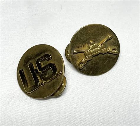 Vintage Us Army Armor Branch Enlisted Insignia Collar Disc Pins Set Of
