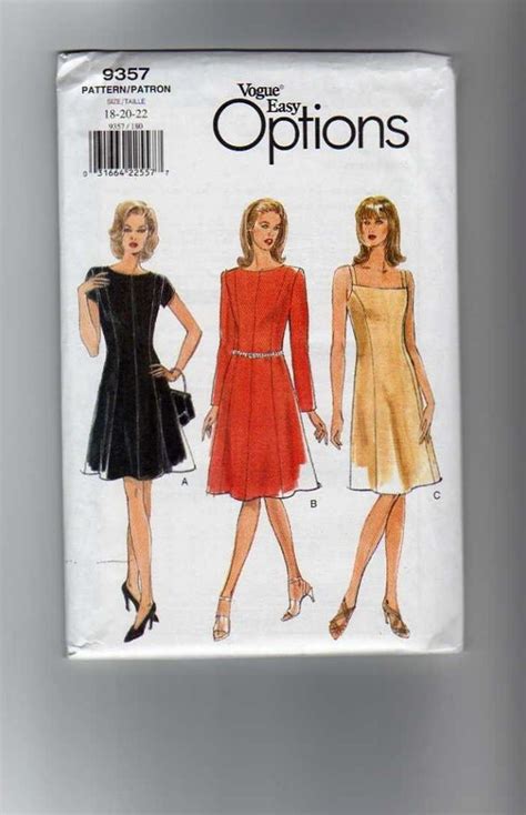Vogue Easy Options Sewing Pattern 9357 Size 18 20 22 Misses