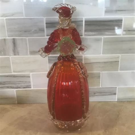 Vintage Murano Glass Venetian Lady Holding Flower Red Dress Aventurine Formia 258 69 Picclick