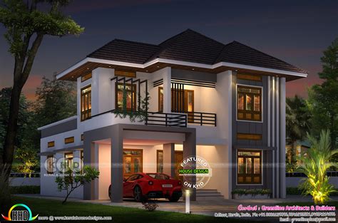 1820 Sq Ft Modern 4 Bedroom House Plan Kerala Home Design And Floor