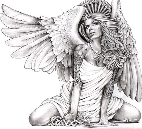Crying Angel By Mouse Lopez Sexy Tattooed Woman Canvas Art Print