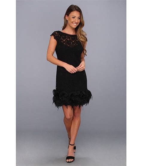 jessica simpson s s lace dress w feather hem black free shipping both ways
