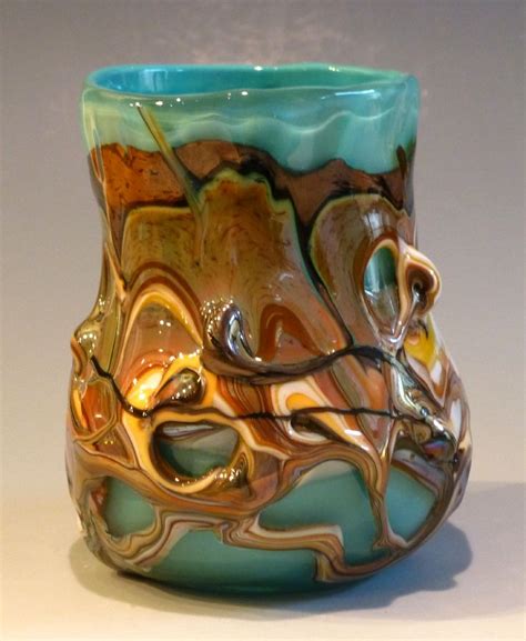 Blown Glass Wine Cup Turquoise With Dramatic Glass Applications By George Watson Glass Blowing