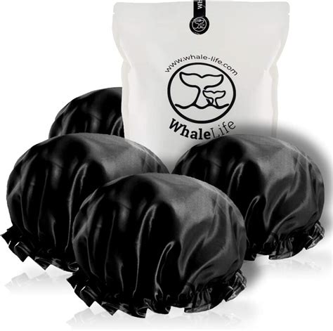 shower cap for women reusable large shower cap black 4 pack xl satin double layer extra