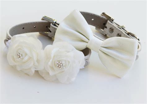 White Wedding Dog Collars Two Chic Wedding Dog By Ladogstore