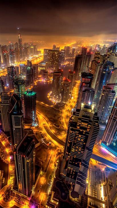 Dubai 8k Night Buildings Lights 4k Wallpapers