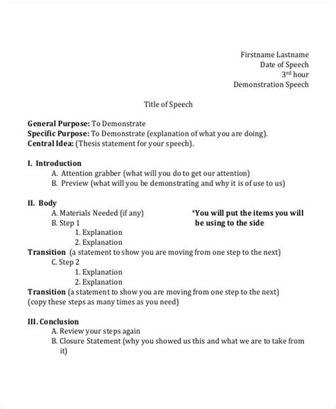 Speech Outline Examples 5 Samples In Pdf Doc Examples