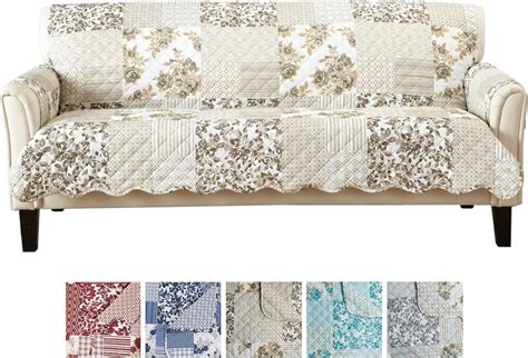 Great Bay Home Patchwork Scalloped Printed Furniture Protector Stain