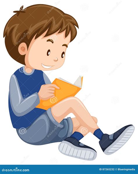 Little Boy Reading Book Stock Vector Illustration Of Object 87265232