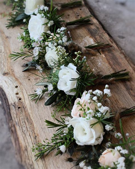 Gents Buttonholes Rustic Style With Lisianthus Jana Spray Rose