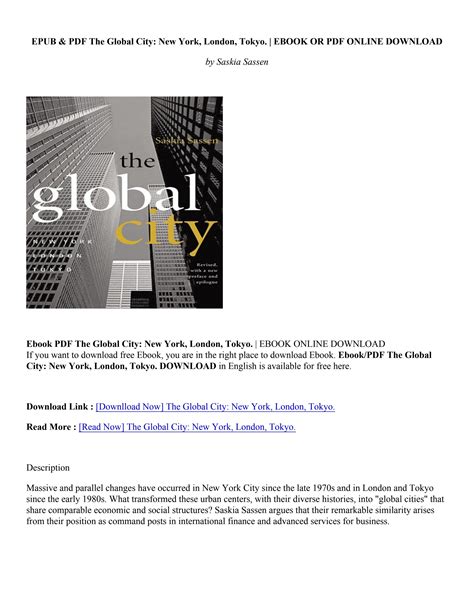 Pdfepub The Global City New York London Tokyo Saskia Sassen By