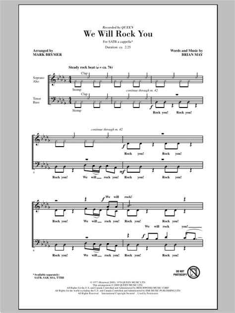 We Will Rock You Arr Mark Brymer Choral Satb Sheet Music By By Queen