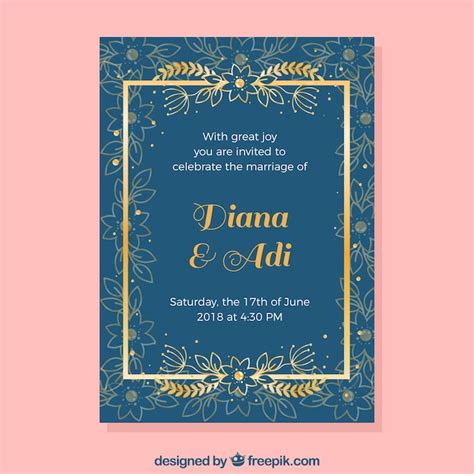 Free Vector Nice Wedding Invitation In Flat Design