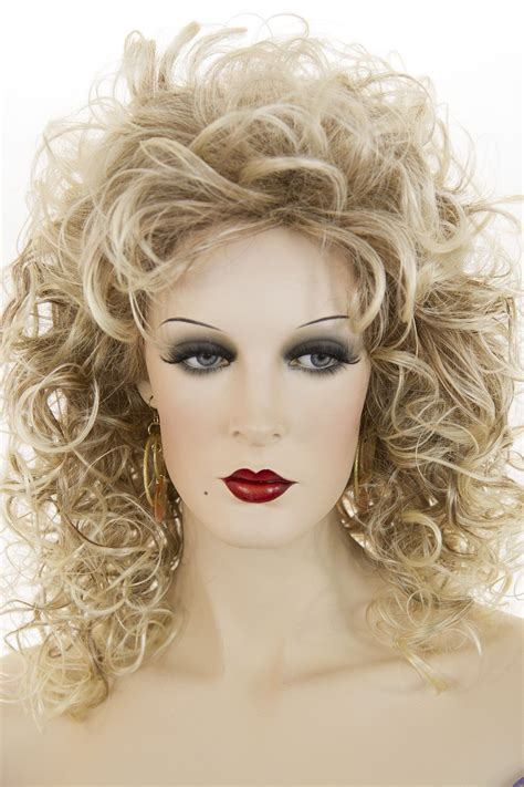 Details About Med Auburn Root Tipped With Pale Blonde Blonde Long Medium Curly Wigs Medium