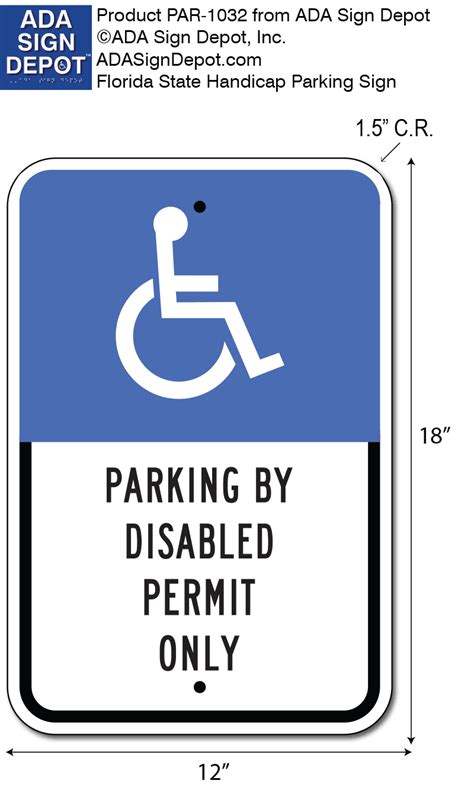 Florida State Handicap Parking Sign Reflective Aluminum Parking Sign