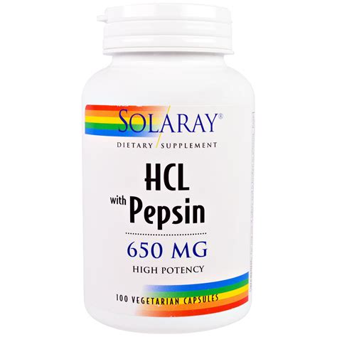 Solaray High Potency Betaine Hcl With Pepsin 650 Mg Hydrochloric Acid