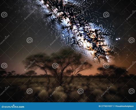 Meteor Shower Over A Majestic Mountain Range Stock Illustration