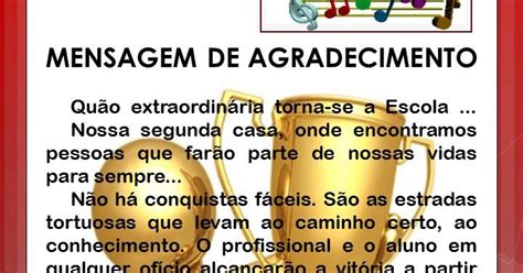 Mensagem De Agradecimento Aos Professores E Funcionários Da Escola