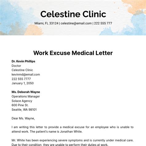 Work Excuse Medical Letter Template Edit Online Download Example Template Net