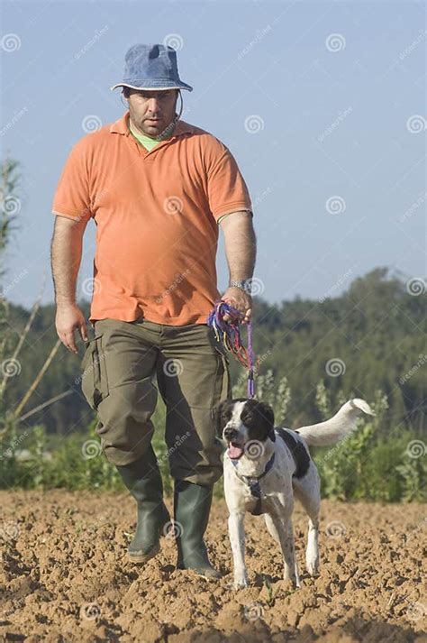 Farmer And His Dog Stock Image Image Of Agriculture 14433867