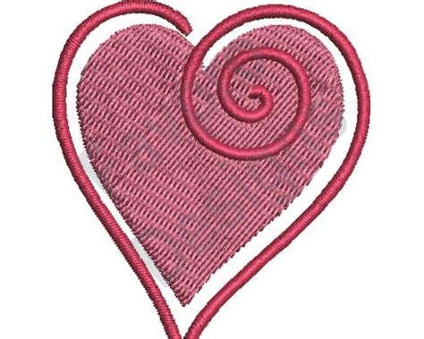 Heart Swirl Machine Embroidery Design Etsy