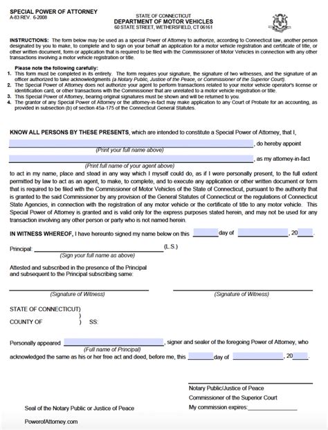 Free Connecticut Power Of Attorney Forms Pdf Templates