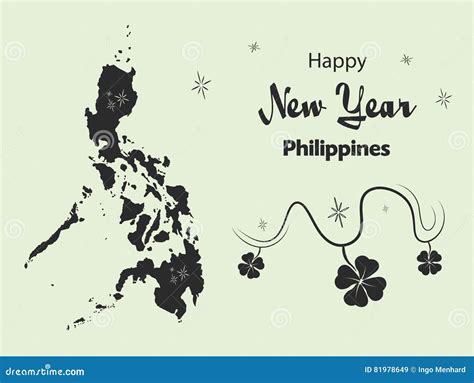Happy New Year Theme With Map Of Philippines Stock Illustration