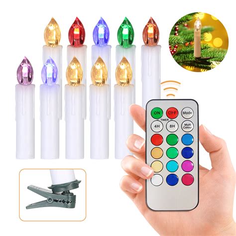 10 Pcs Flameless Candles With Remote Control Realistic Color Changing