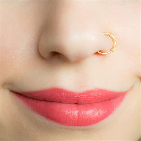 Gold Nose Ring Hoop Wrapped Nose Ring Piercing Nose Hoop Ring Nose Jewelry Nose Ring
