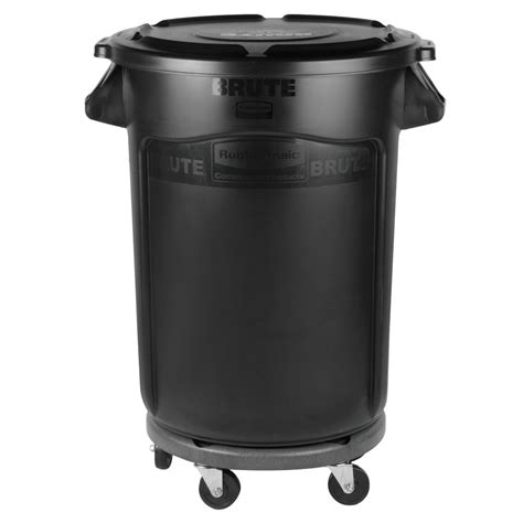 Rubbermaid Brute 32 Gallon Black Executive Round Trash Can With Lid And