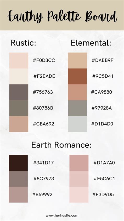 Earthy Brown Palette Board For Web Digital Blog Graphic Design With