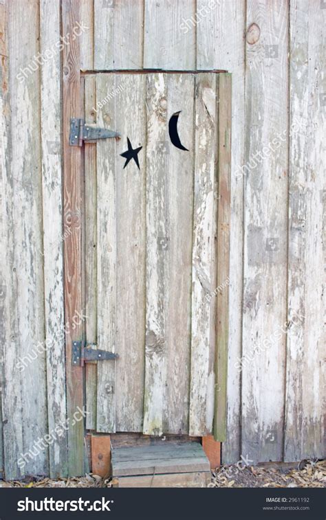 Door Of Vintage Outhouse With Moon And Star Cutout Stock Photo 2961192