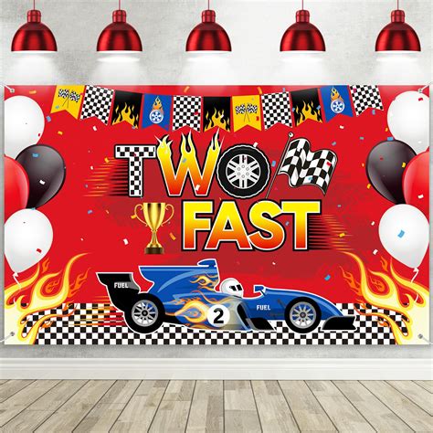 Buy Race Car Two Fast Backdrop Happy Birthday Party Decorations Racing