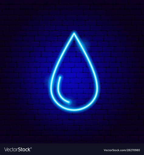 Water Drop Neon Sign Royalty Free Vector Image