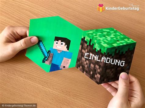 Minecraft basteln austrucken / minecraft bastelbogen zum ausdrucken : Minecraft Einladungskarten: Vorlage zum Ausdrucken ...