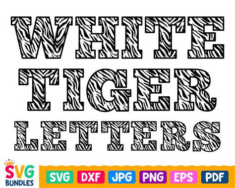 White Tiger Letters Svg Black White Font Svg Cut File For Etsy