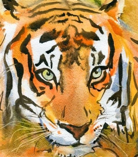 Tiger Watercolor Uptown Art Uncorked Peinture Aquarelle Guepard