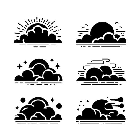 Premium Vector Set Of Silhouette Flat Style Clouds Sky Elements
