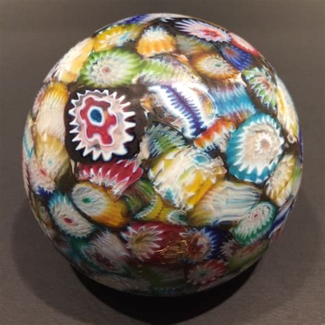 Vintage Murano Art Glass Paperweight Millefiori Scramble Satin Finish The Paperweight Collection