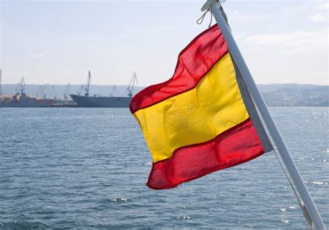 Spanish Flag Waving Stock Image Image Of Boat Concept 32035335