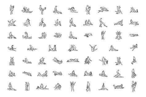 Set 60 Sex Poses Illustration Icons By Artha Graphic Design Studio