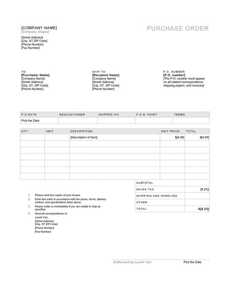 Sample 43 Free Purchase Order Templates In Word Excel Pdf Purchase ...