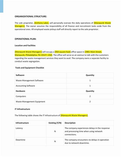 Waste Management Business Plan Template In Pages Ms Word Gdocslink