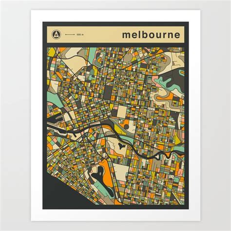 Melbourne Map Art Print By Jazzberry Blue Society6 Map Art Print