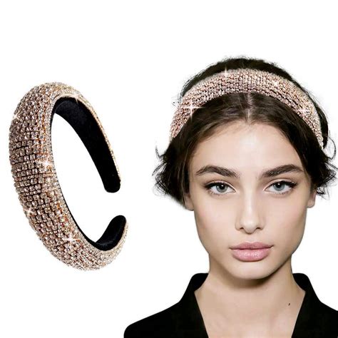 milylove rhinestone crystal diamond headband for women fashionable handmade wide