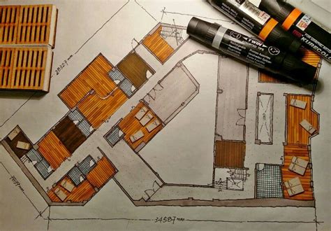 Hand Drawn Floor Plan Architect Drawing Architecture Graphics