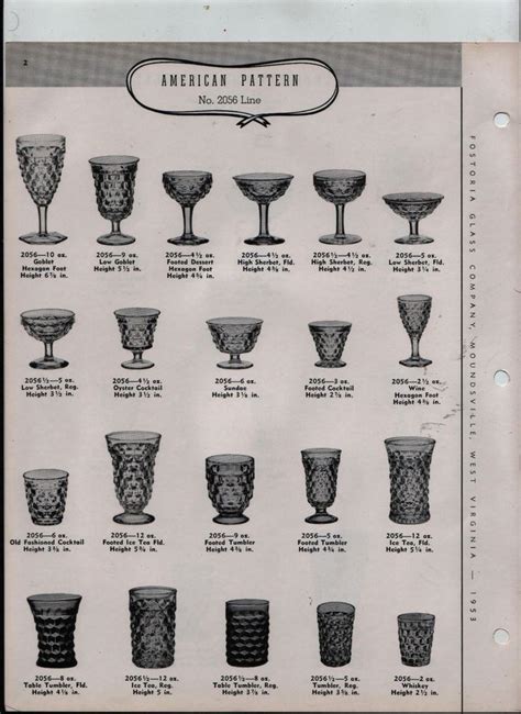 Fostoria Glass Co Original 1953 Catalog Pages American And American Lady Pottery And Glass Glass