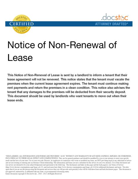 Under this tenancy, the landlord cannot increase rent until the end of the lease, and cannot attempt to evict tenant before the end of the lease, unless the tenant has violated the lease agreement. Nonrenewal Of Lease Letter - Free Printable Documents