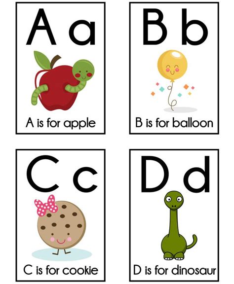 Alphabet letters interlaced with objects. 11 Sets of Free, Printable Alphabet Flashcards